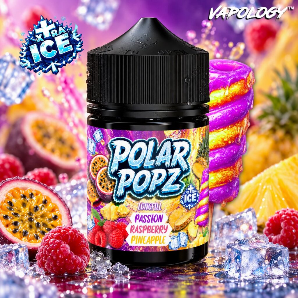 Polar Popz 60ml longfill vape bottle, PRP flavour, by Vapology